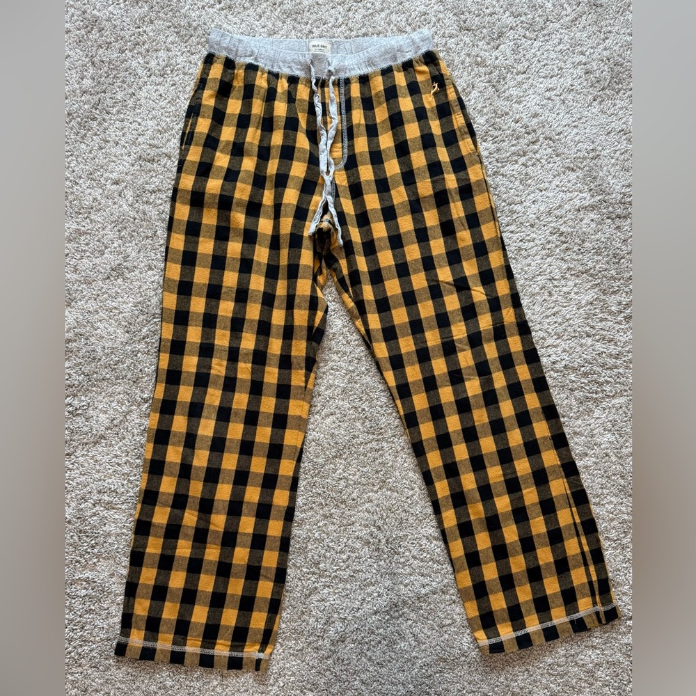True Grit Men's Black and Yellow Buffalo Plaid Lounge Pants Size Small